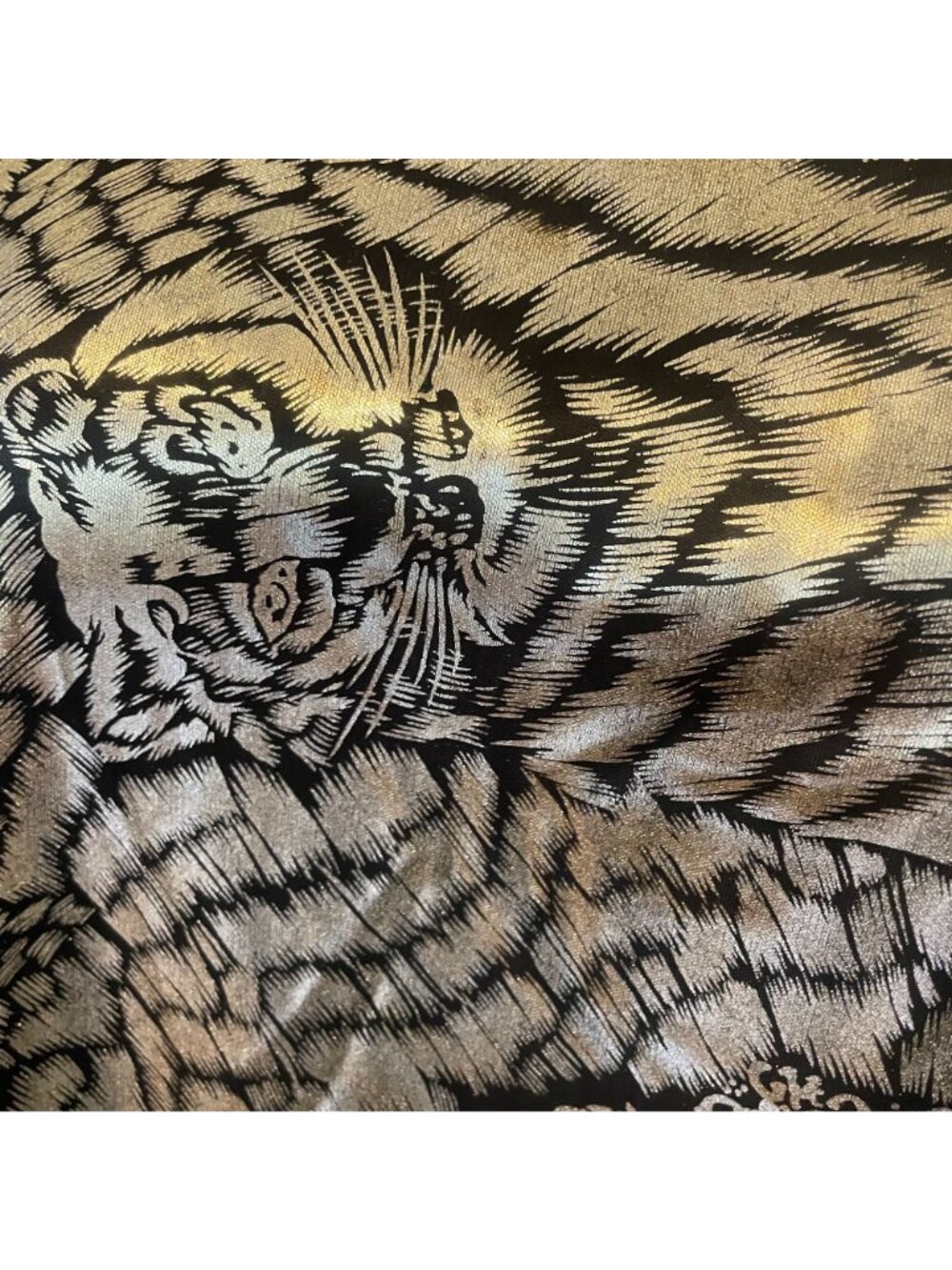 80s Vintage Jeri Marque Gold & Black Metallic Tiger Print Top OSFM - Picture 2 of 5